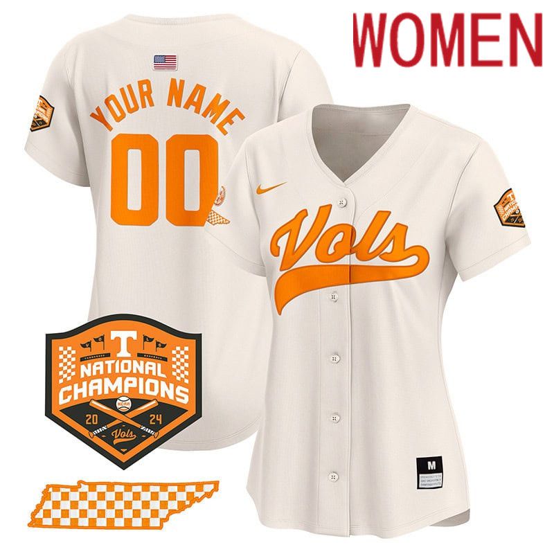 Women Tennessee Volunteers Cream 2024 Nike Champions Vapor Premier Limited Custom NCAA Jersey->women nfl jersey->Women Jersey